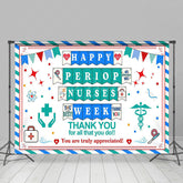 Lofaris Blue Green Stripe Happy Periop Nurse Week Backdrop